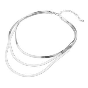 Triple Layer Silver Snake Necklace